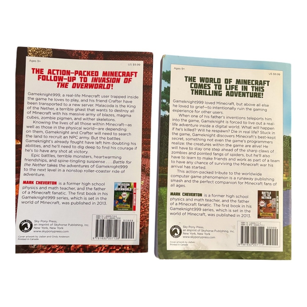 Minecraft Gameknight999 Books 1 &‎ 2 Invasion Overworld Battle Nether Cheverton - Picture 2 of 2